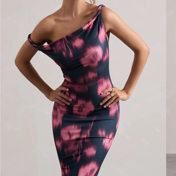 Club L London Lita Pink Twisted Abstract Dress - Picture 1 of 6
